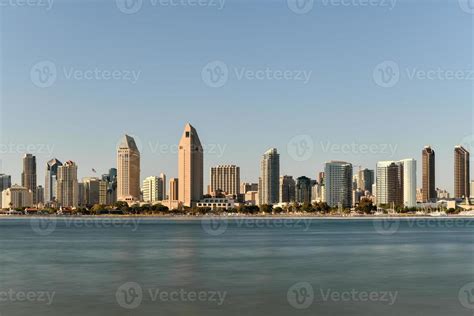 The downtown skyline of San Diego, California, USA at the Embarcadero ...