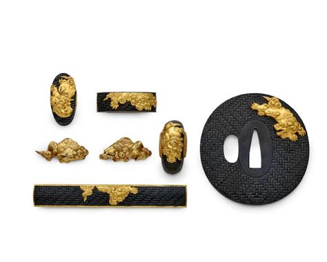 Bonhams : A SET OF GOLD AND SHAKUDŌ SWORD FITTINGS Edo period (1615 ...