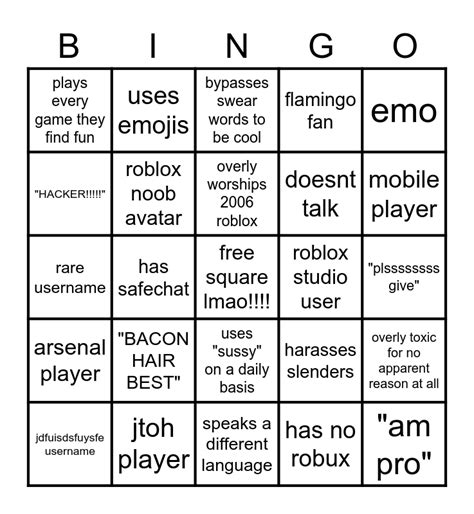 The Roblox Bingo Card