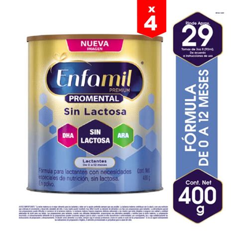 Leche Enfamil Premium Promental Sin Lactosa Lata 400g 4 Unidades