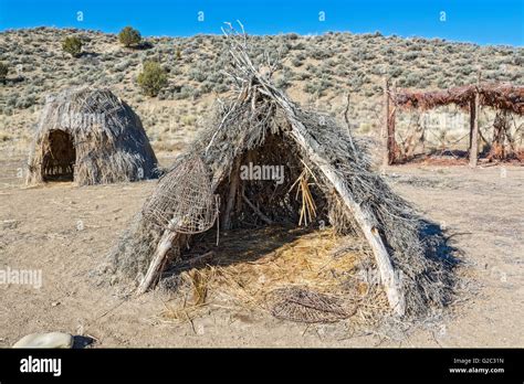 Nevada Elko California Trail Interpretive Center American Indian Dwellings Replica Stock