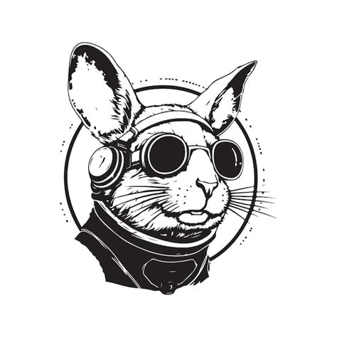 Chinchilla Sci Fi Vintage Logo Line Art Konzept Schwarz Wei