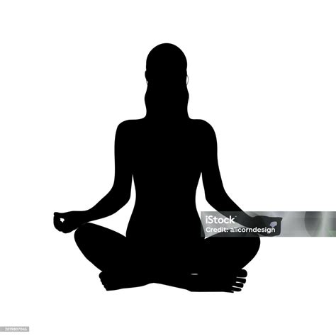 Women Yoga Lotus Position Silhouette Vector Shape Stock Illustration