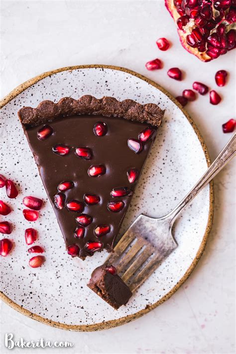 No Bake Vegan Chocolate Pomegranate Tart