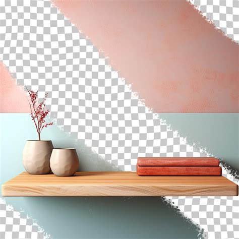 Wooden Shelf Against Transparent Background Premium AI Generated PSD