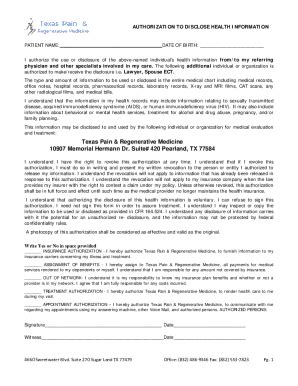 Fillable Online Authorization For Use Or Disclosure Of Northwest