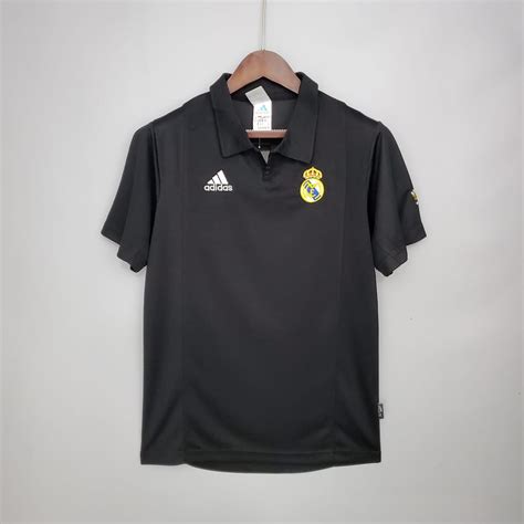 CAMISA RETRÔ REAL MADRID 2002 03 PRETA FUT RETRO