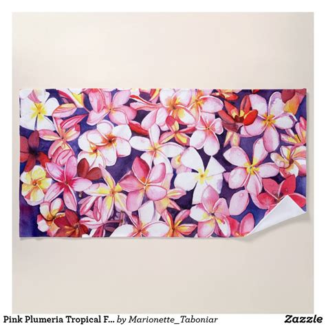 Pink Plumeria Tropical Flower Beach Towel Zazzle In