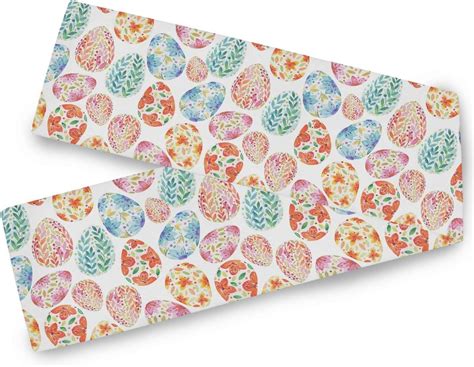 Rdsfhsp Easter Colorful Flower Eggs Table Runner 13x72 Inch Double