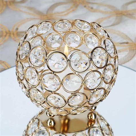 Gold Crystal Beaded Votive Candle Holder