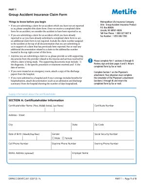 Personal Accident Claim Form Templates Page 2 PdfFiller