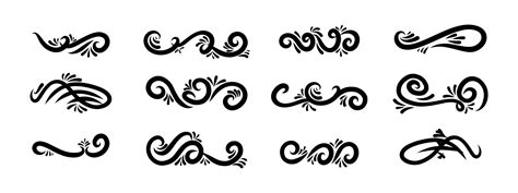 Calligraphic design elements Black and White, Swirls Vector ...