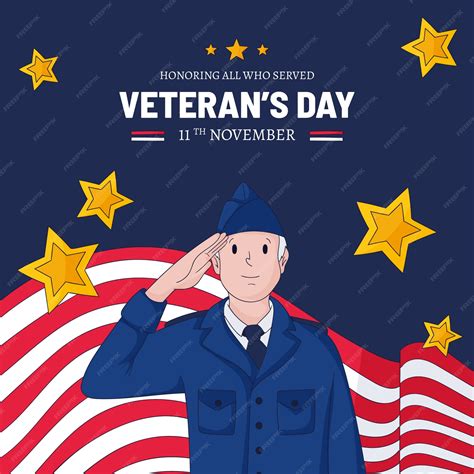 Premium Vector | Hand drawn illustration for us veterans day holiday