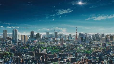 #anime #landscape #urban #sky #clouds #city #Tokyo Tokyo Tower #1080P #wallpaper #hdwallpaper # ...