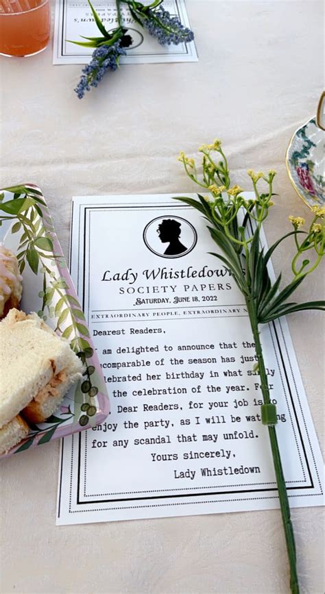 Sandwiches And Flowers On A Table With An Old Lady S Whitehouse Menu In