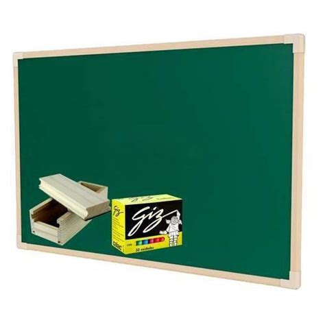 Lousa Quadro Verde Escolar X Giz Apagador Porta Giz Stalo