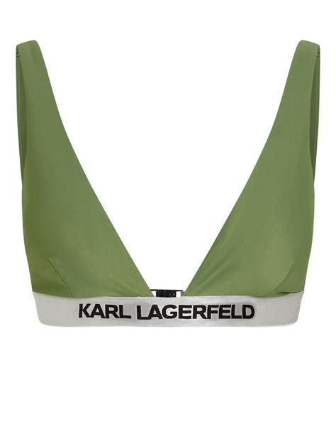 Karl Lagerfeld Logo Underband Triangle Bikini Top Green Farfetch Uk