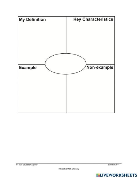 Frayer Model Form Blank Worksheet Live Worksheets