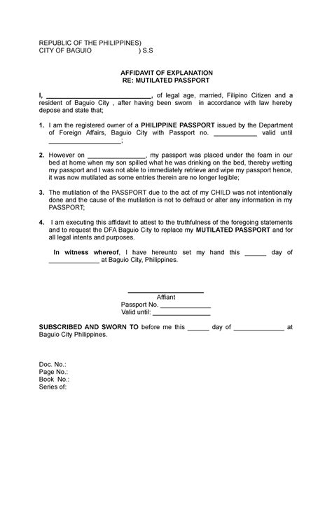 Mutilated Passport Blank Republic Of The Philippines City Of Baguio