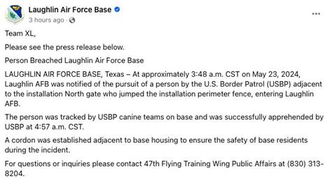 Us Air Force Base Breached By Teenage Migrant Evading Police Sources