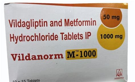 1000mg Vildagliptin Metformin Hydrochloride Tablets IP 50 Mg