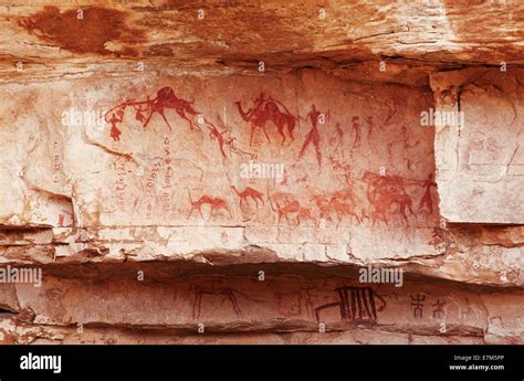 Famous Prehistoric Rock Paintings Of Tassili Najjer Algeria Stock