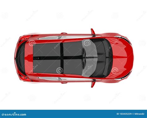 Fire Red Modern Electric Car - Top Down View Stock Illustration - Illustration of transportation ...