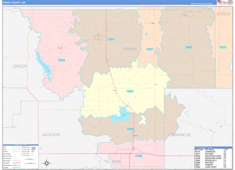 Kiowa County, OK Wall Map Color Cast Style by MarketMAPS - MapSales