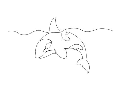 Dibujo continuo de una línea de ballena asesina Ilustración simple del