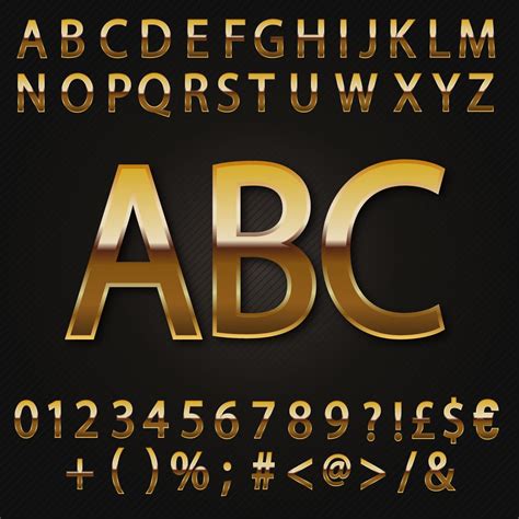 Gold Vector Alphabet A Set Of Vector Characters With A Realistic Gold