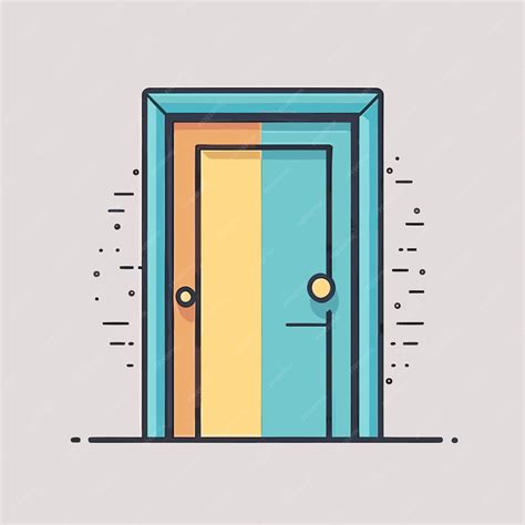 Premium Vector | A cartoon drawing of a blue door with a yellow door ...