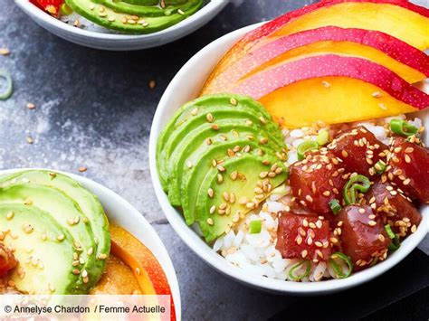 Poke bowl thon mariné mangue et avocat rapide découvrez les recettes