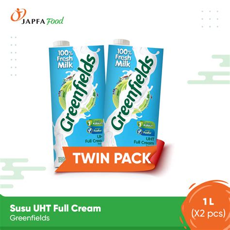 Promo Greenfields Susu UHT Full Cream 1 L Twinpack 100 Fresh Milk