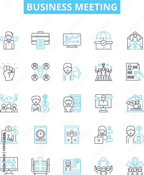 Business meeting vector line icons set. Business, Meeting, Conference ...