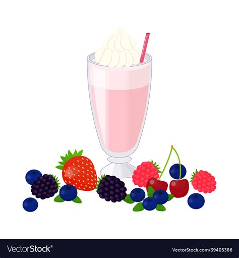 Cartoon Milkshake With Berries Royalty Free Vector Image