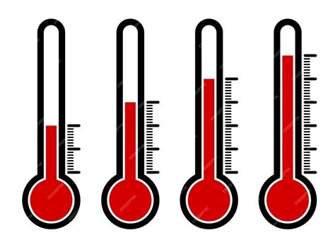 Conjunto De Iconos De Termómetros Con Diferentes Valores De Temperatura Alta Calor Anormal