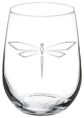 Wine Glass Goblet Dragonfly 17 Oz Stemless Contemporary Wine