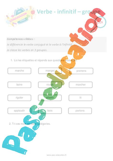 Verbe infinitif groupe Séance découverte à manipuler 2eme