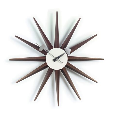 George Nelson Sunburst Clock Walnut Vitra Wall Clocks NOVA68