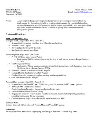 Samuel M Lewis Resume 2016 PDF