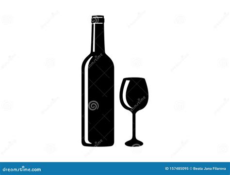 Silhouette Bottle And Glass Of Wine Vector Stock Vector Illustration Of Icon Blank 157485095