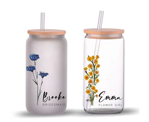 Bridesmaid Gifts Proposal Customized Glass Tumbler Frosted Glass