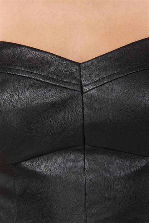 Sexy Black Top Vegan Leather Top Bra Top Crop Top 39 00