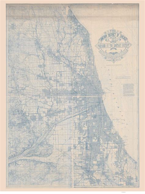 Chicago 1895 Sanitary District Old Map Reprint Illinois Cities Old Maps