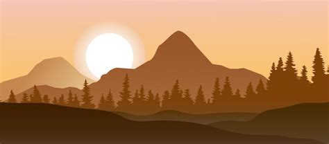 Mountains Sunset Clipart