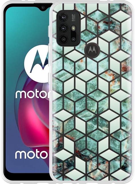 Motorola Moto G10 Hoesje Groen Hexagon Marmer Designed By Cazy Bol