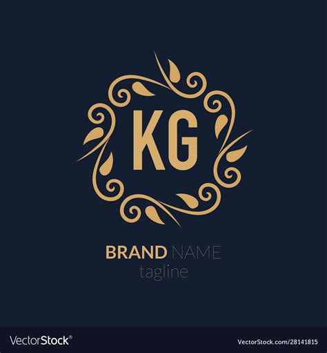 Initial Letter Kg Creative Elegant Logo Template Vector Image