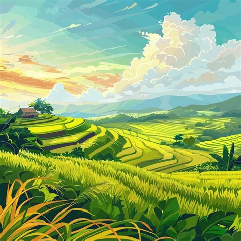 Premium Vector Paddy Fields