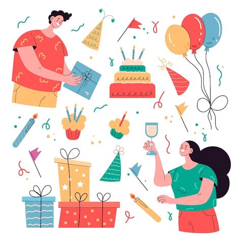 Free Vector Happy Birthday Elements Illustration