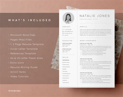 Resume Template for Word Pages Cover Letter Template - Etsy